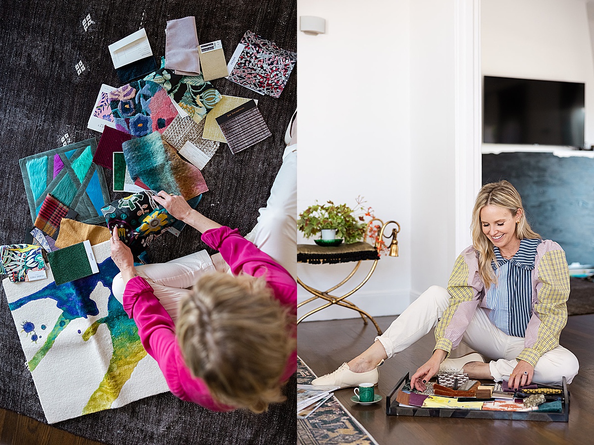 women organizing fabrics for her photoshoot with a San Francisco Brand Photographer
