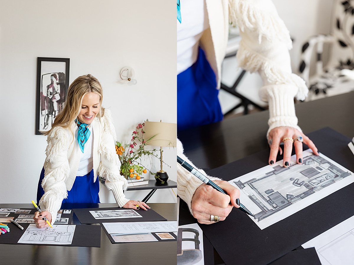 women sketching images during her photoshoot with a San Francisco Branding Photographer