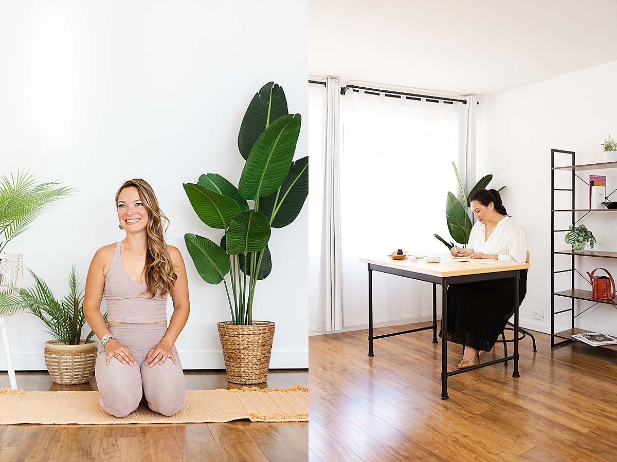 women sitting at desk working during her photoshoot with San Francisco Brand Photographer
