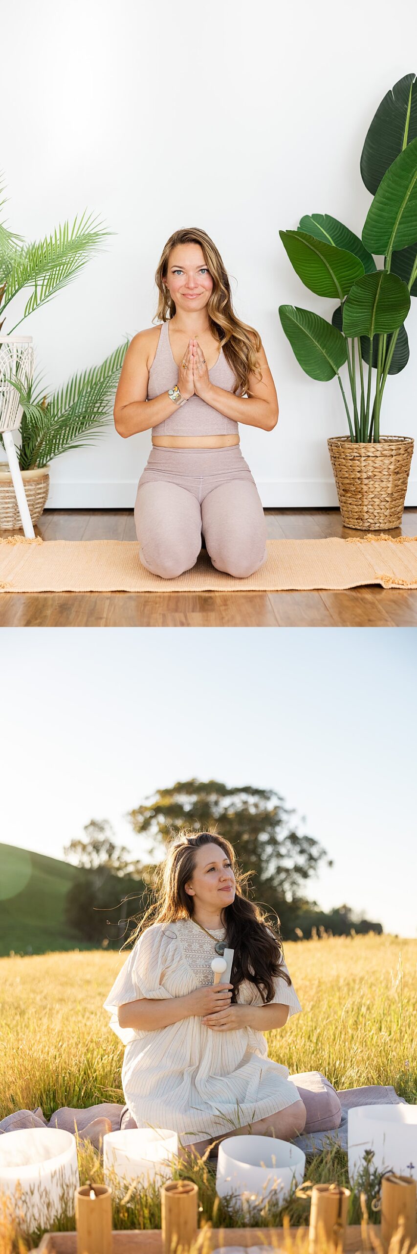women meditating during her shoot with a San Francisco Brand Photographer