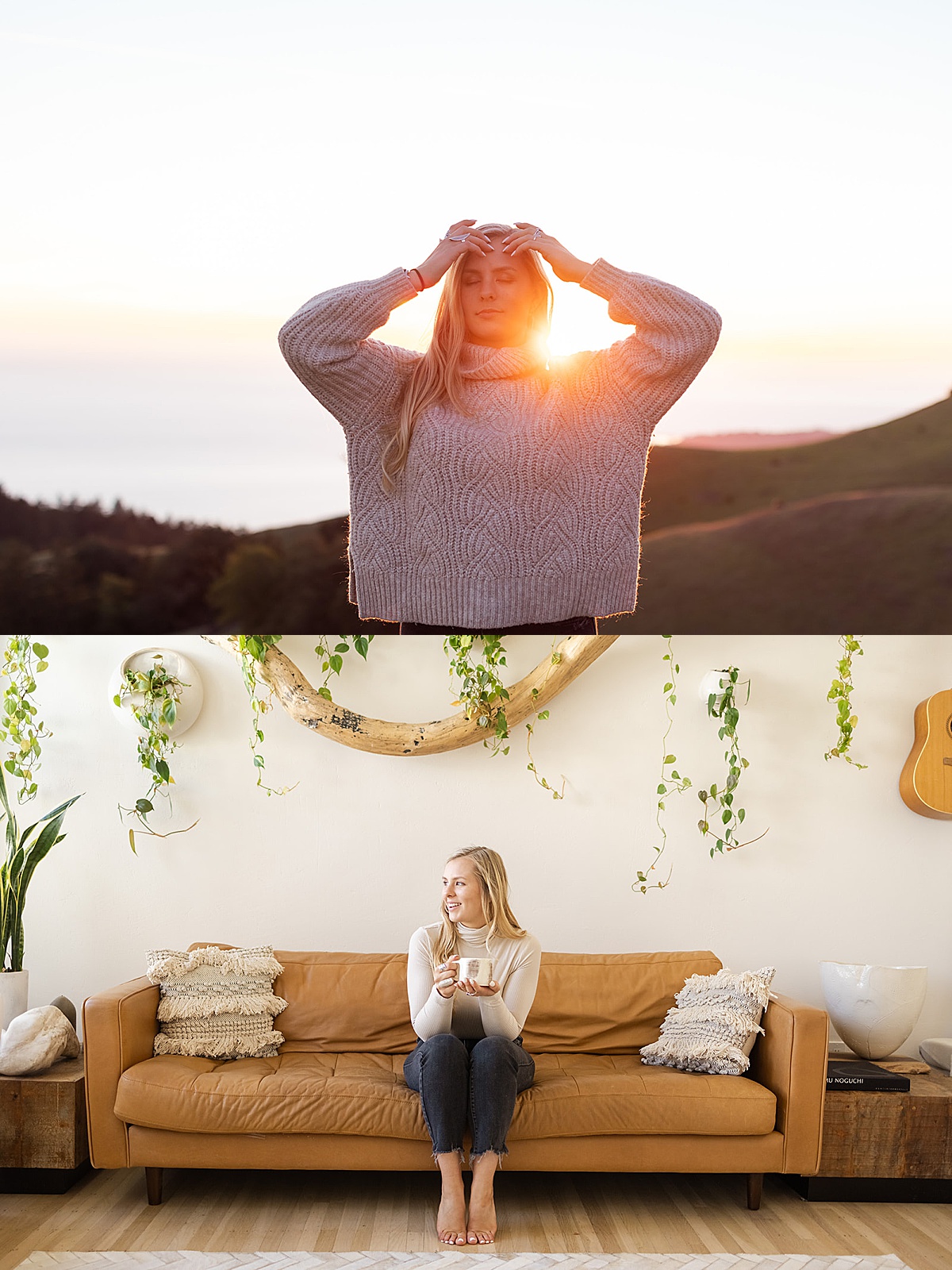 women during golden hour in front of sun captured by Amy Thompson Photography