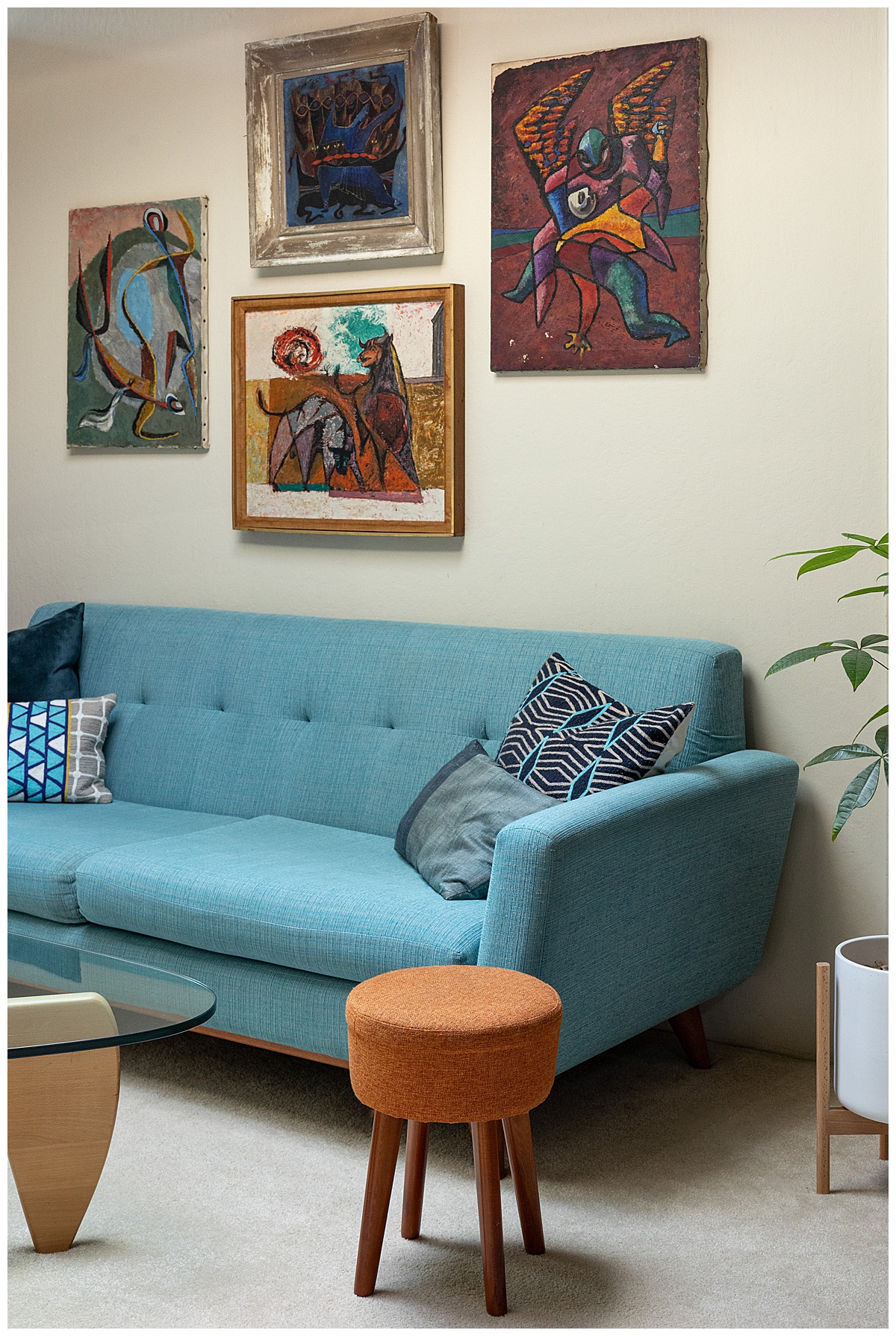 Beautiful blue couch by San Francisco Brand Photographer